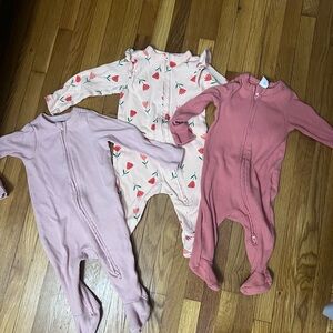 Old Navy Pink and Floral Kids Footies